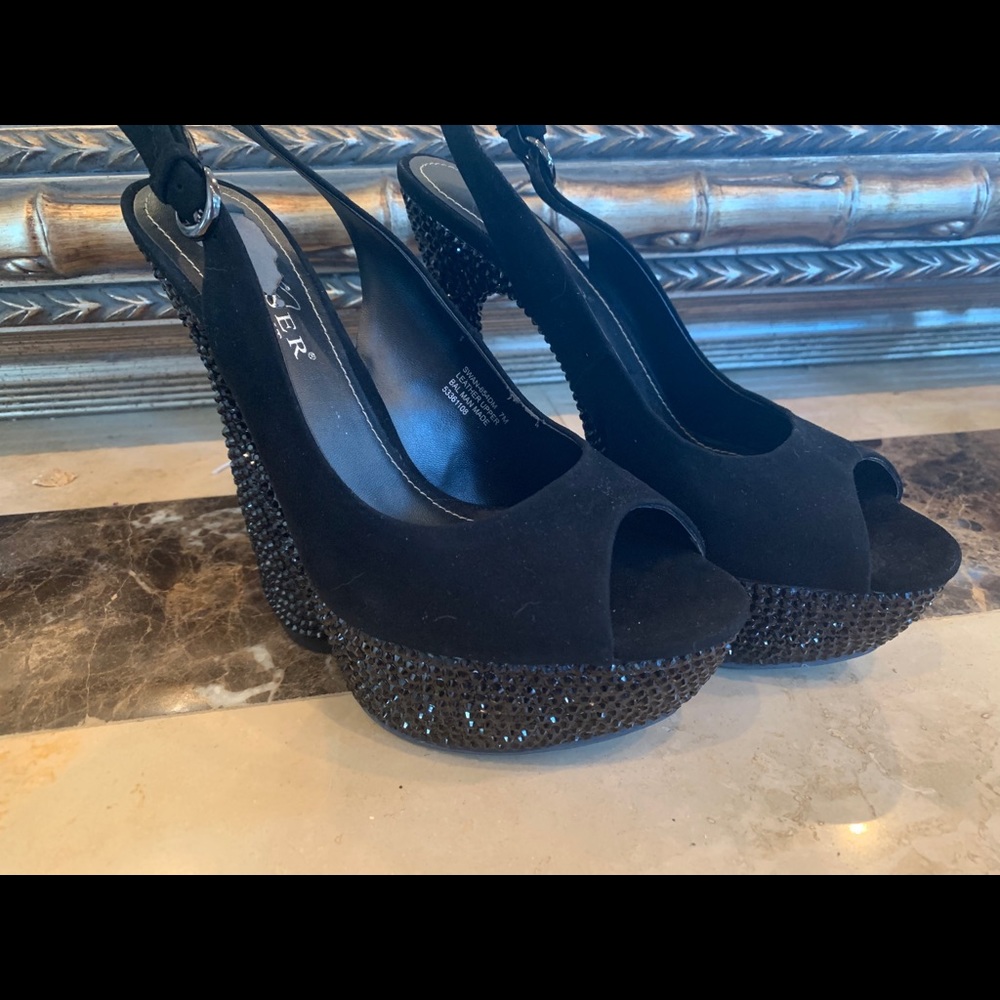 New Black Rhinestone Pleaser Heels Size 7